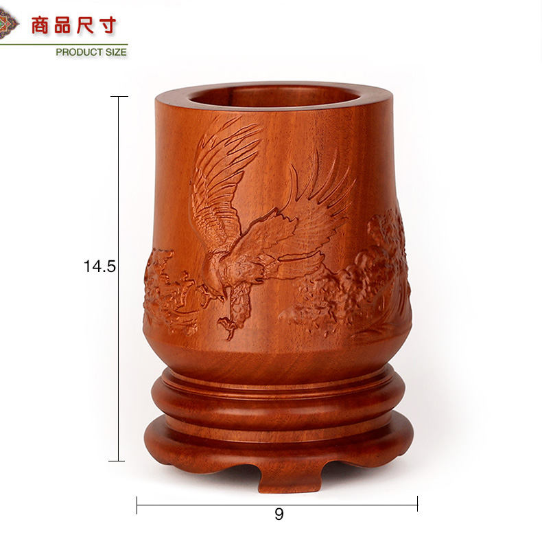 中式手工艺品摆件 实木雕刻红酸枝木 黑檀木质花梨红木笔筒 实木礼品定制